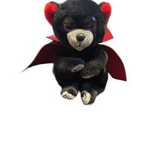 Rare TY Bearla The Vampire Black & Red Beanie Baby Bellies Collection Size 8"